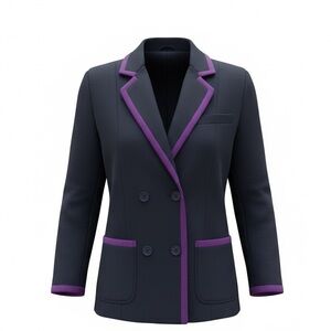 Lacoste Navy Blue Double-Breasted Blazer Large Violet Trim Size 42 US 10